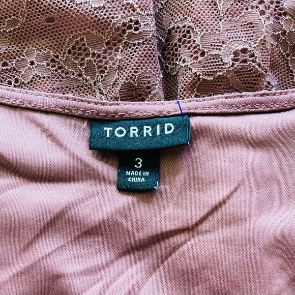 TORRID BABYDOLL ROSE SUPER SOFT SCOOP NECK LACE SLEEVE TUNIC TOP - Picture 5 of 6